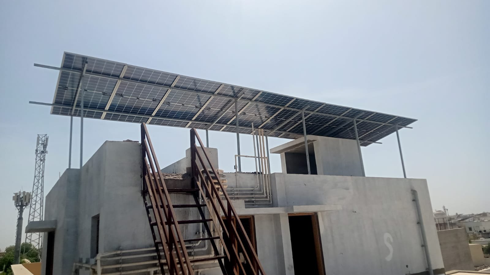 High-Rise Building Elevated Solar Canopy Structure